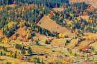Romania-Prahova County-Bucegi mountains-Busteni Rural views of wood structures and buildings Art Print